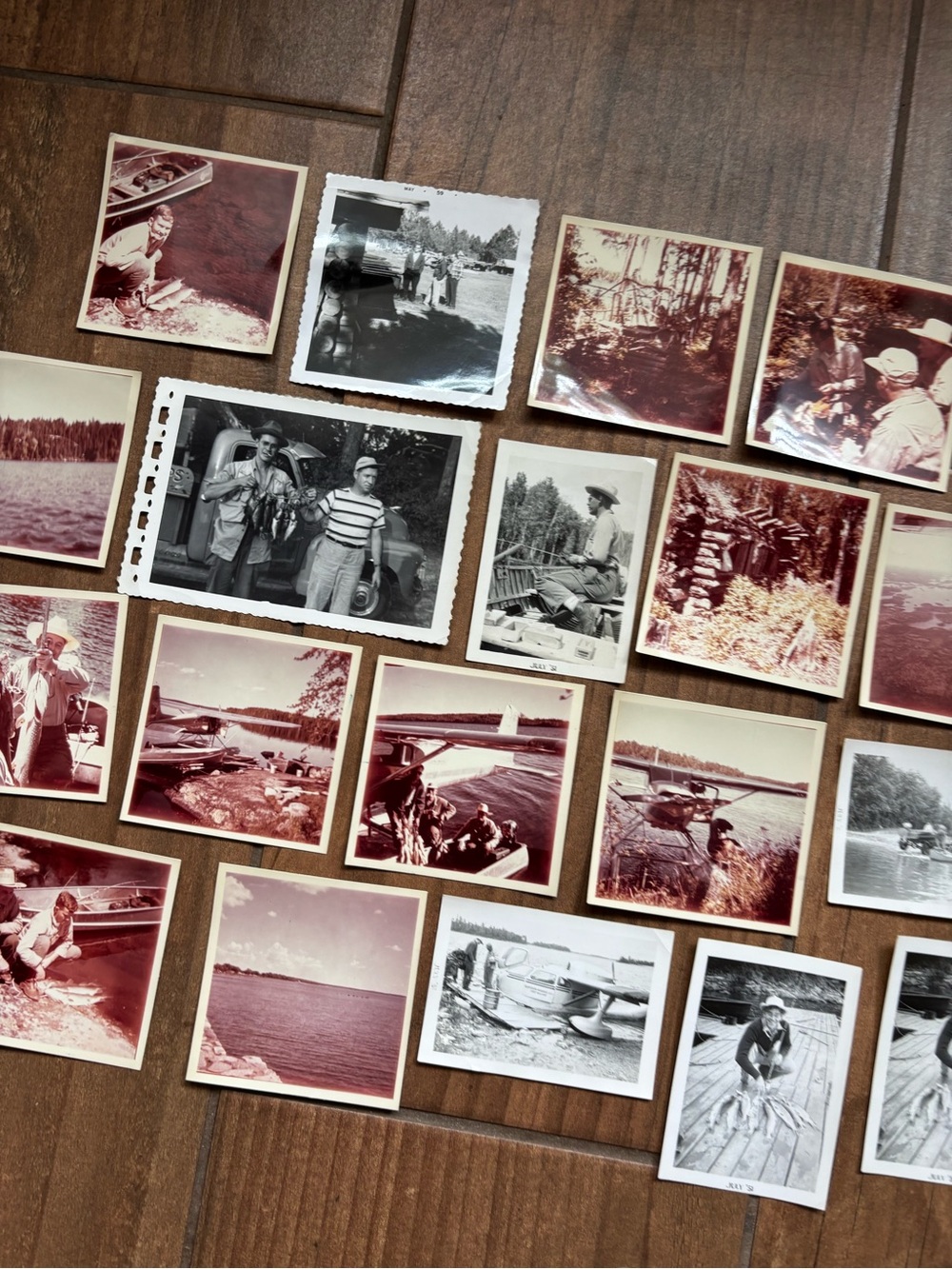 Vintage 1951 Fishing Trip Photo Lot Floatplane Seaplane Fish Original Photos